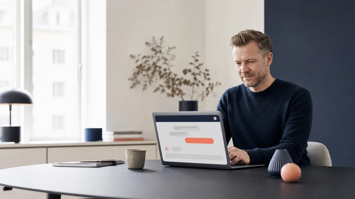 Dansk AI-chatbot i brug på en moderne virksomheds hjemmeside