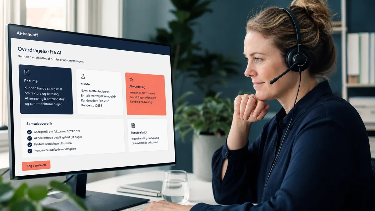 Kundeservicespecialist overtager chat fra AI med fuld kontekst
