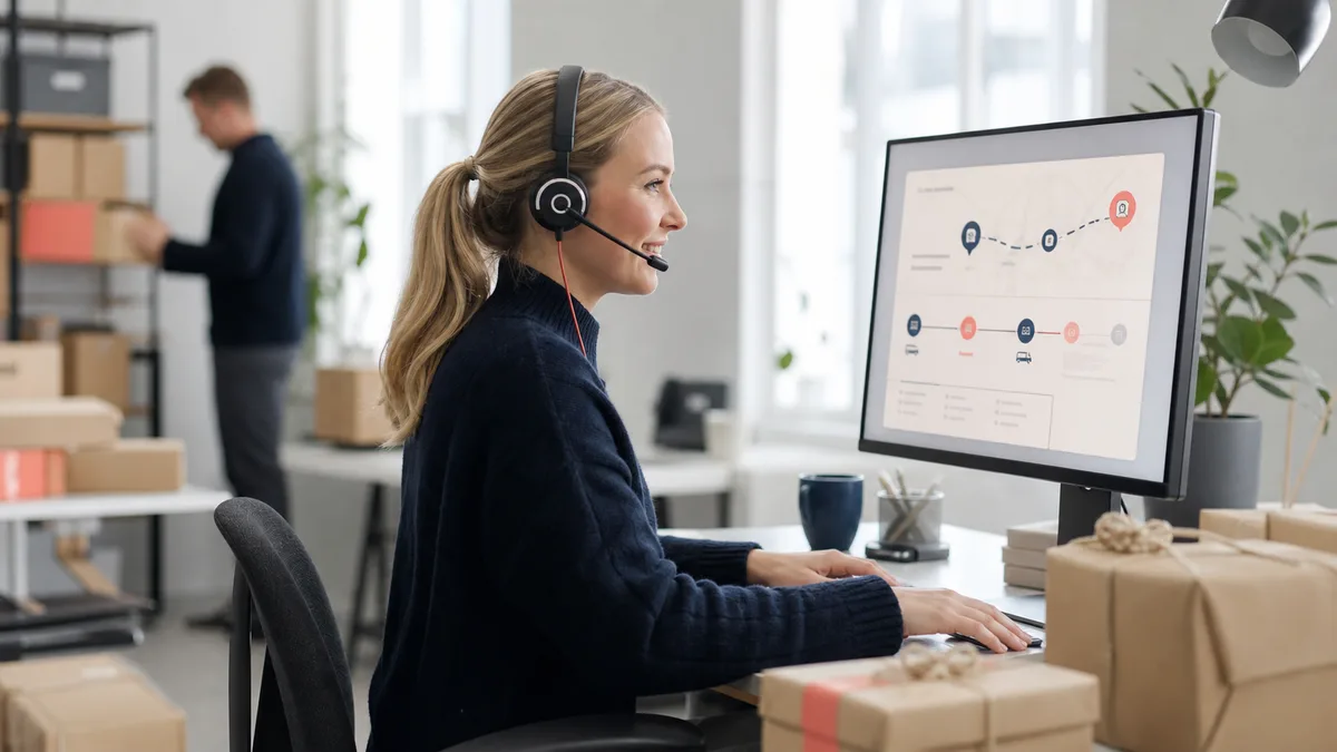 Dansk webshopteam håndterer ordrestatus via telefonservice